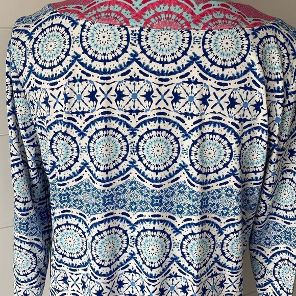 Caribbean Joe Womens UPF 50 Yoke Neck Dress Medallion Blue Sz Medium NWT Cute! - Picture 10 of 10